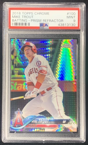 2018 Topps Chrome PRISM REFRACTOR MIKE TROUT #100 PSA 9 ANAHEIM ANGELS