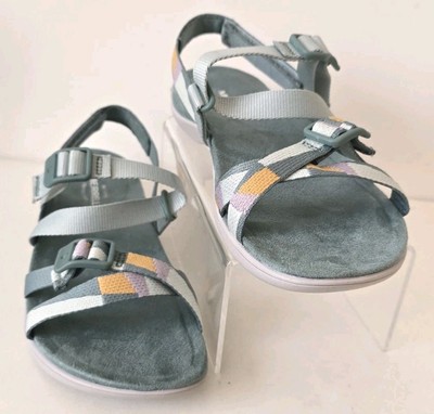 Merrell DAMEN-Sandalen Klettverschluss Riemen Schnalle District 3 grün DAMEN UK 4