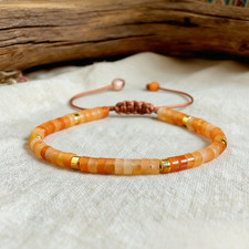 Natural Carnelian Dainty Bracelet Red Gemstone Minimalist Healing Jewelry Gift