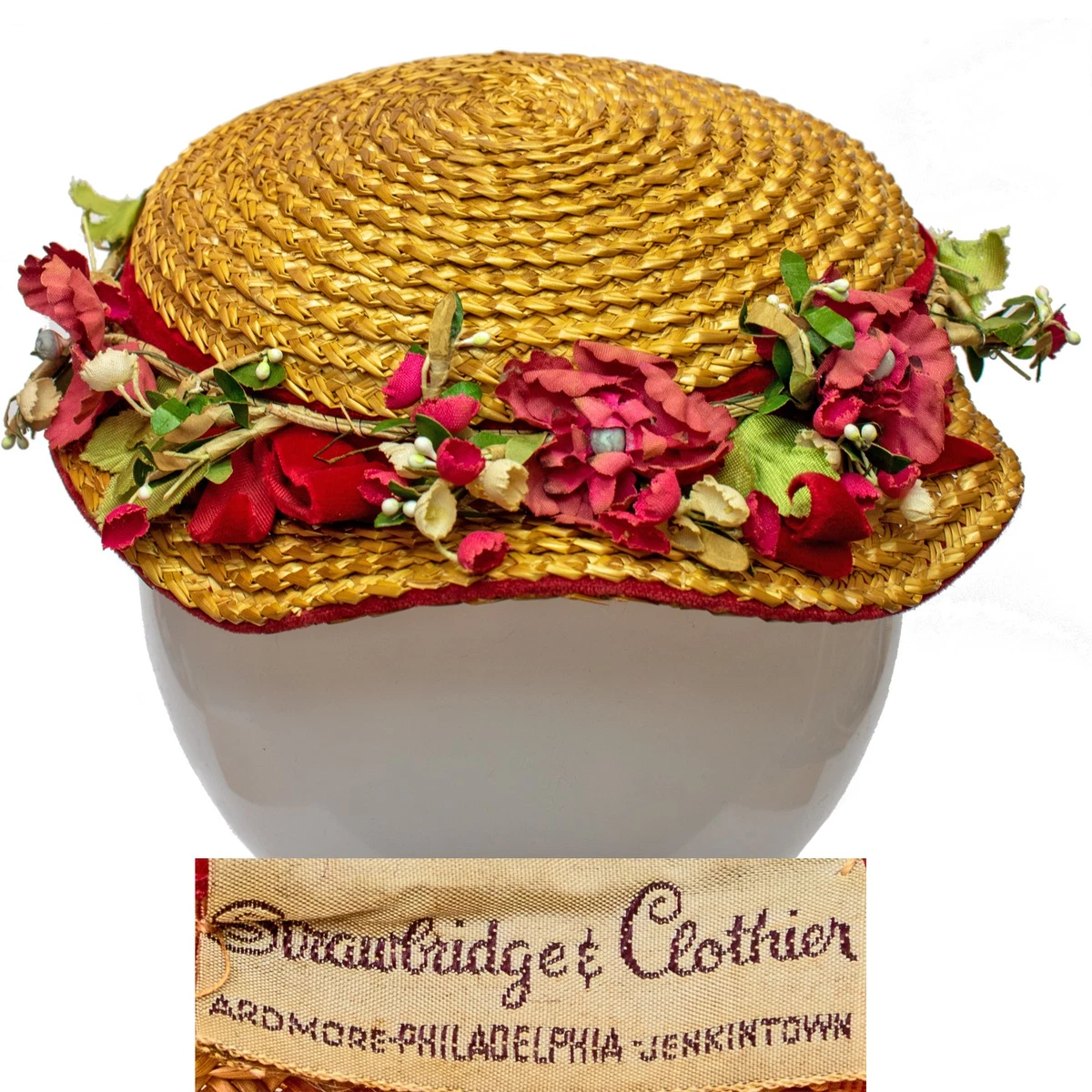 ?HP?VTG 1950s Red Velvet & Pleated Satin Breton Hat by Milbrae Exclusives il_fullxfull.2090512590_1a4z.jpg main image 2