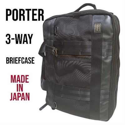 #ad Porter 3Way Heat Briefcase Black Shoulder Backpack Used Damaged Zipper $254.89