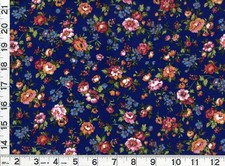 Tan White Roses Orange Flowers on Dk Blue Quilting Sewing Fabric by Yard 484