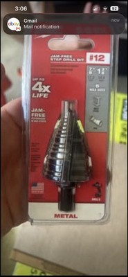 Milwaukee Jam-Free Step Drill Bit #12 A2 48-89-9212