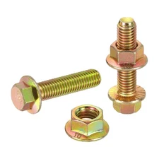 M10x40mm 5Pcs Carbon Steel Flanged Hex Bolts with Nuts, Fully Threaded