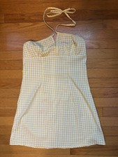 Beautiful! SHEIN Petite Slit Hem Plaid Dress Size M Yellow Color. CX16