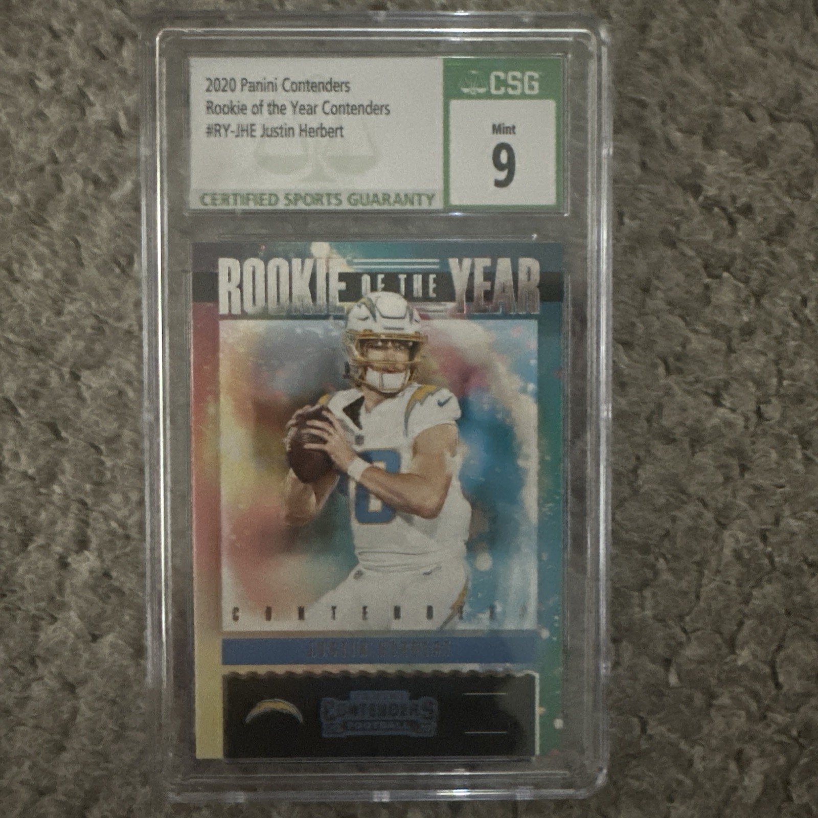 2020 Panini Contenders - Rookie of the Year Contenders - Justin Herbert #RY-JHE