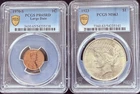 1923 Peace Silver Dollar PCGS MS63 & 1970-S Lincoln Cent PCGS PR65RD Large Date
