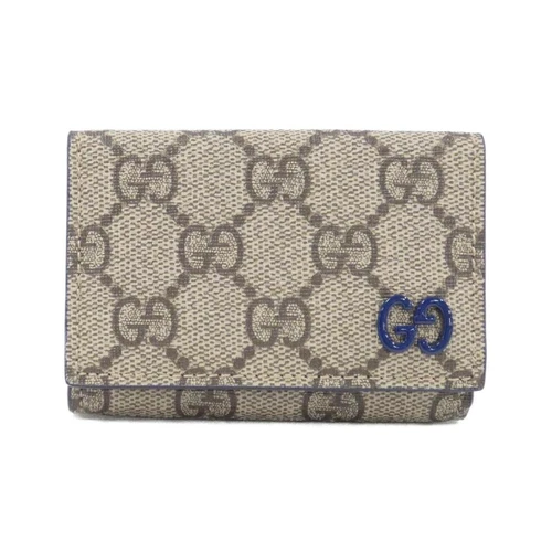 Portefeuille Gucci 768251 GG Supreme toile double pli beige bleu occasion