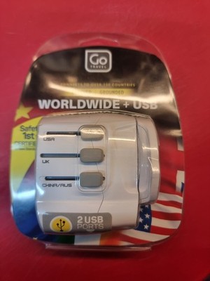GO TRAVEL WORLDWIDE ADAPTER + TWIN USB 2.4A AUTO-REGULATION POWER OUTPUT NEU.