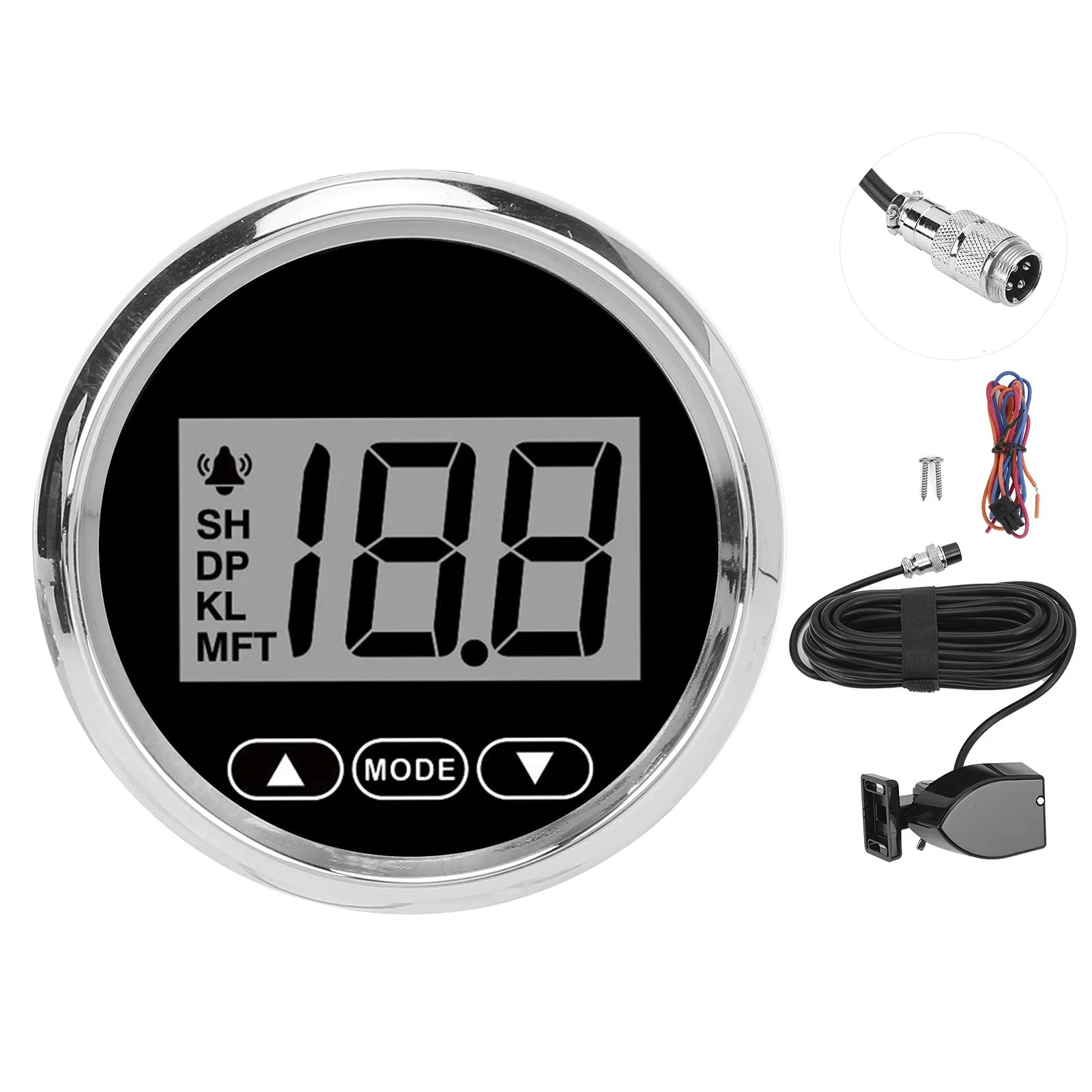 Depth Gauge Boat, 52mm / 2 Inch Marine Depth Gauge, Digital, Waterproof, I...