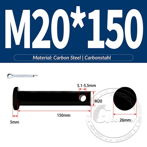 Pasador de horquilla negro pasador de bisagra pasador de retención pasador de aparejo métrico de acero al carbono M4-M30 - Imagen 174 de 201