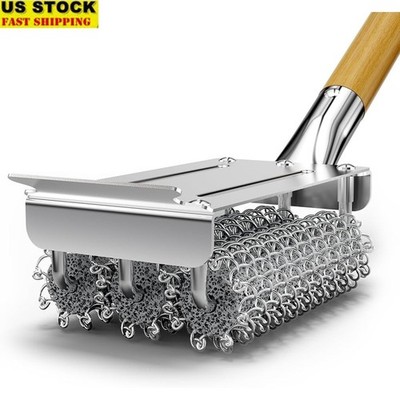 3-in-1 Grill Cleaning Brush Heavy Duty Stainless Steel Scraper Non-Slip Handle