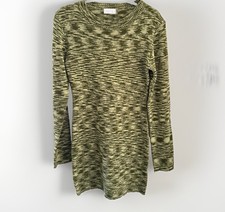 Isalis Space Dye Green Mini Sweater Knit Dress Long Sleeve Size Large Bodycon