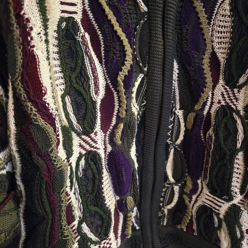 Vintage Coogi Australia Talla L Cremallera Completa Tejido Algodón Mercerizado Multicolor Foto 2 de 4