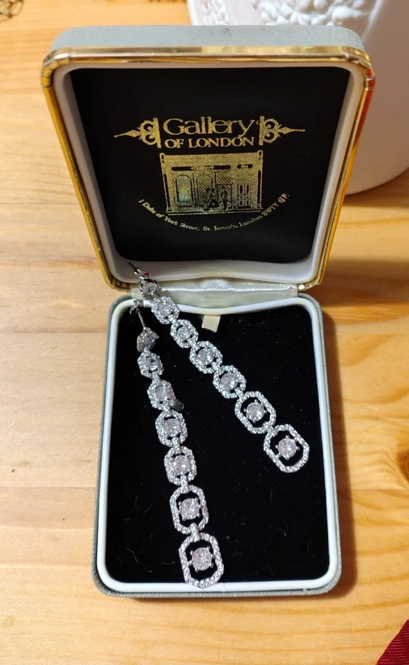 WOW ORECCHINI pendenti Alta Manifattura brillanti zirconi LUSSO ART DECO 🌺 - Immagine 2 di 4