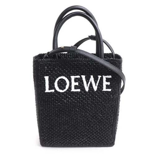 LOEWE A563S30X09 Tote Leather / Raffia Black Women's Bag #KRB576