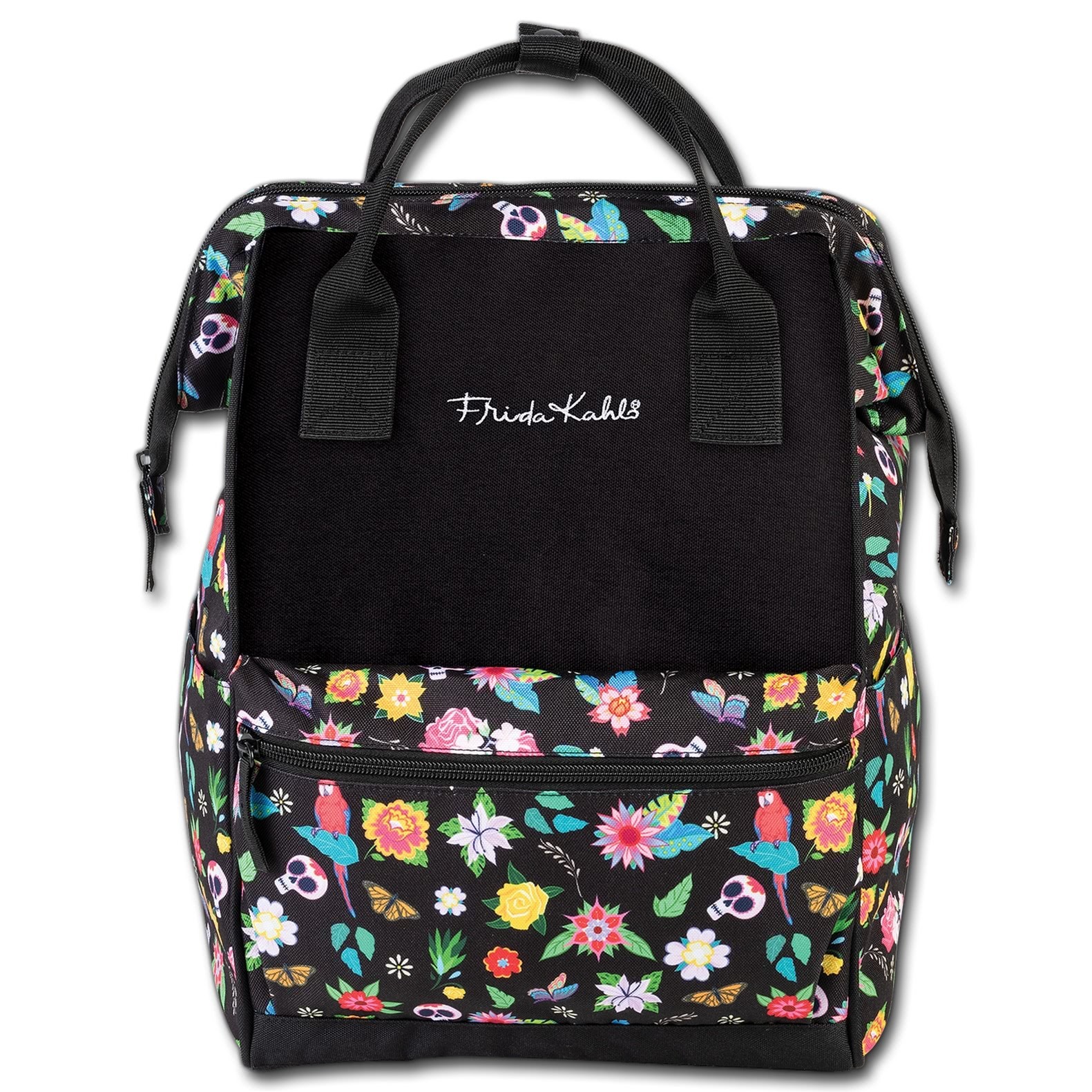 Mochila de ciudad Frida Kahlo poliéster negra ORI800S