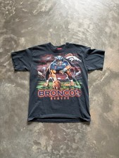 Vintage Liquid Blue T Shirt Mens Size L Black Denver Broncos 90's Short Sleeve