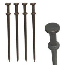 Steel Tent Stakes Heavy Duty Double Head 3/4" x 24" Metal Inflatable Anchors 4Pk