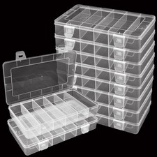 10 Pack 6 Grids Tackle Box Organizer, Plastic Organizer Box, Clear Organizer ...