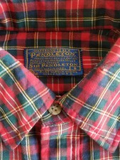 Vintage Sir Pendleton Men Plaid Button Down Shirt 100 Virgin Wool Long Sleeve S
