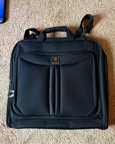 Zebub Black Fold-Out Garment Suit Travel Bag w/ Hanger Hook, Shoe Compartment