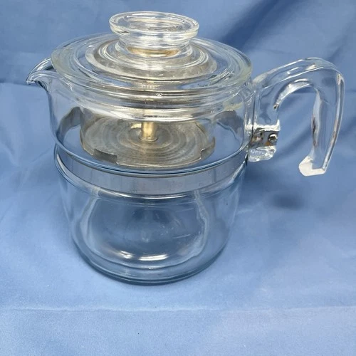 Vintage Pyrex Percolator 7756 Flameware 6 Cup Glass Coffee Pot & Lid Complete