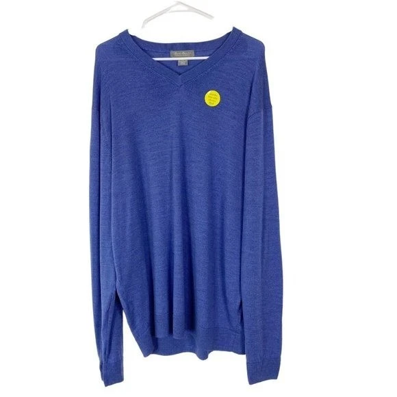 NEW Daniel Cremieux Washable 100% Merino Wool V Neck Sweater XXL 2XL Blue