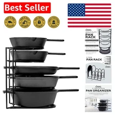 Elegant Heavy Duty Pots and Pans Organizer Rack - 12.2” Tall, 5 Tier Space Saver