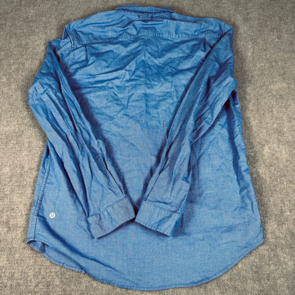 Lululemon Button Down Shirt Long Sleeve Casual Relaxed Fit Blue Mens Medium - Image 3 of 4