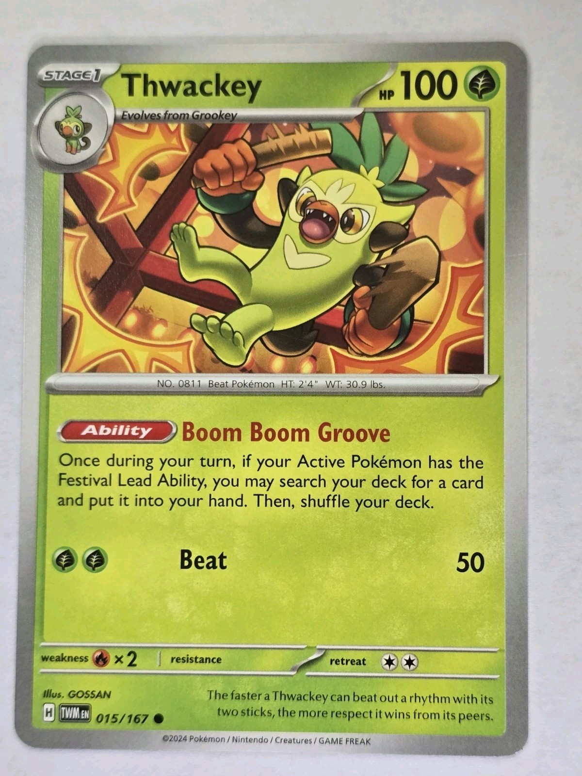 Pokemon TCG - Thwackey 15/167 - Twilight Masquerade 2024