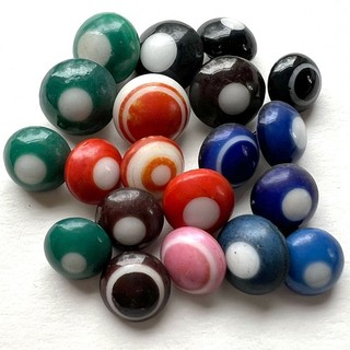 Lot 21 Small Antique China Bullseye Buttons 7/16 9/16”