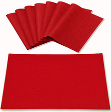 Cloth Red Placemats Set of 8, Linen Type Fabric Placemats Machine Washable Heat