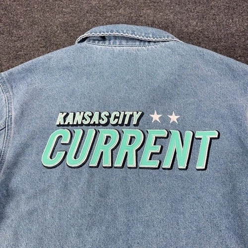 The Wild Collective Kansas City Current Denim Jacket Light Wash Blue Small NWSL image 10