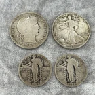 Lot Of 4 US Silver Coins 1906, 1943 Half Dollars and 1927, 1928 Quarters Silver