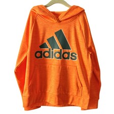 Adidas Boys Size 8 Pullover Hoodie Athletic Sweatshirt Orange Youth Small
