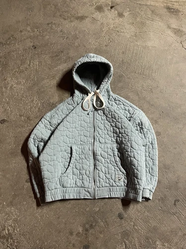 VETEMENTS Felpa con cappuccio trapuntata zip BDG Urban Outfitters donna segno di pace blu EST taglia M M