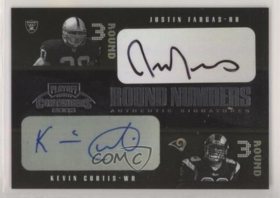 2003 Playoff Contenders 38/50 Justin Fargas Kevin Curtis Rookie Auto RC fm0