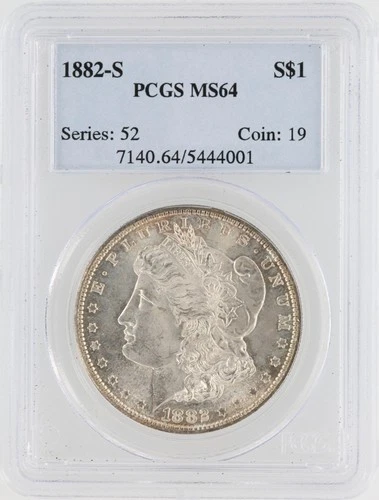 1882-S Morgan Silver Dollar PCGS MS64 S$1 San Francisco Minted No Reserve