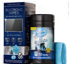 MiracleWipes Electronics Screen Cleaner 30ct Wipes Microfiber for TV iPhone