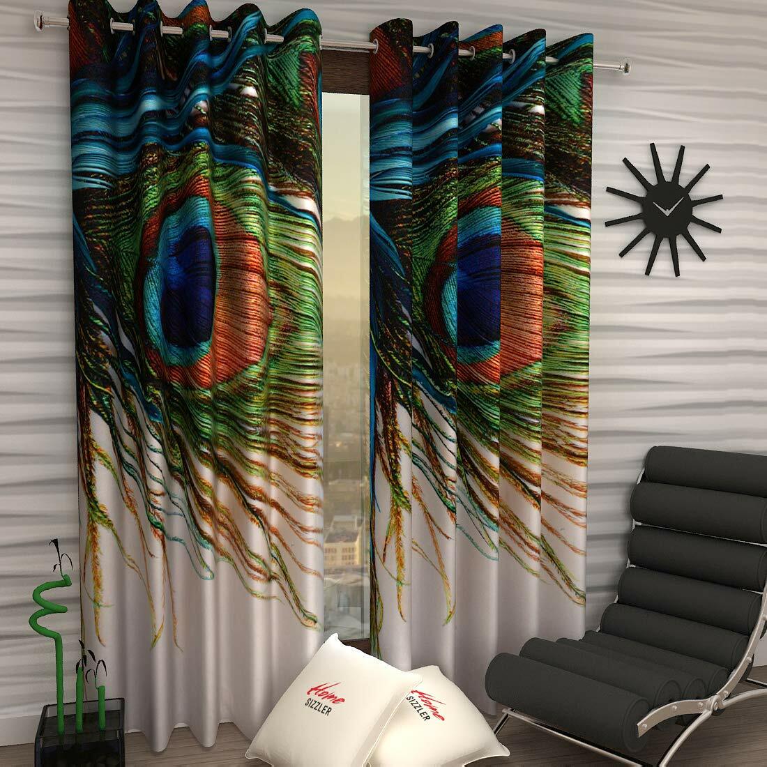 2 Piece Eyelet Polyester Door Curtain Set Multicolor
