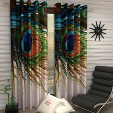 New 2 Piece Eyelet Polyester Door Curtain Set - 7 feet Multicolor