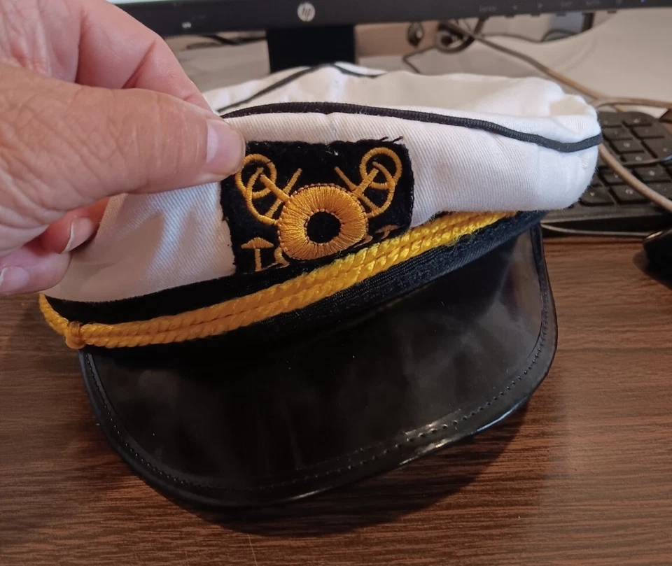 ADULT YACHT BOATER SAILOR SHIP'S CAPTAIN HAT CAP NAVY/MARINE ADMIRAL HAT, WHITE - Image 2 of 4