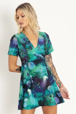 Blackmilk night ocean galaxy marine sea space stars evil dress dolphin moon