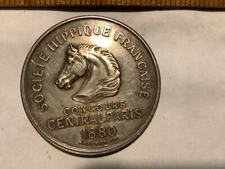 Rare 1880 1.3 Ounce Sterling SILVER France Coin/ Paris Horse Show Award/ Medal