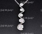 14k Solid White gold Natural Diamond Journey pendant 1.25 ct cluster made in USA — photo 2