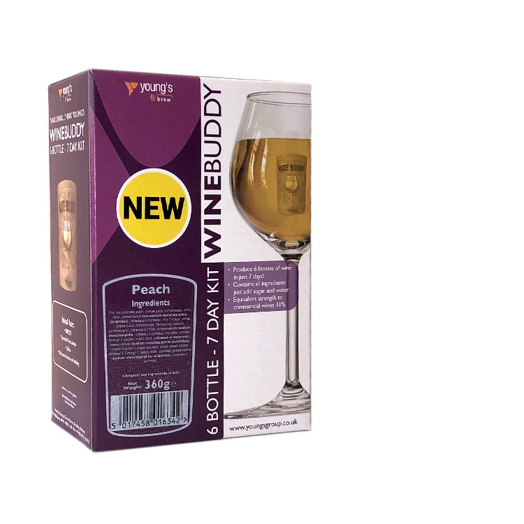 WineBuddy Fruit 6 Bottle Peach Youngs Home Brew Wine Making Kit Free P&P UK