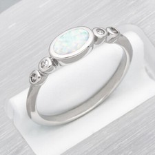 Oval Shape White Fire Opal Silver Jewelry Holiday Women Band Ring SZ 6 7 8 9 10