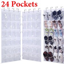24 Pockets Shoe Holder Organiser Over The Door Hanging Shelf Rack Storage Hook
