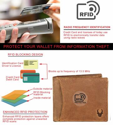 Portefeuille Homme En Cuir Noir - Fermeture éclair Bi-pliable, Protection RFID - Marque Sauvage - Neuf Sans étiquette